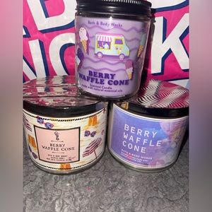 3w and single wick berry waffle cone candles